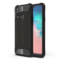 Silikon Hülle Handyhülle und Kunststoff Schutzhülle Hartschalen Tasche für Samsung Galaxy A20s Schwarz