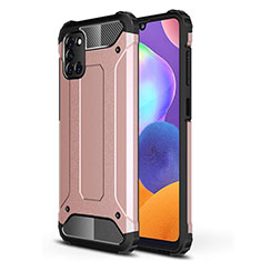 Silikon Hülle Handyhülle und Kunststoff Schutzhülle Hartschalen Tasche für Samsung Galaxy A31 Rosegold