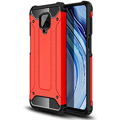 Silikon Hülle Handyhülle und Kunststoff Schutzhülle Hartschalen Tasche für Xiaomi Redmi Note 9 Pro Max Rot