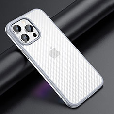 Silikon Hülle Handyhülle und Kunststoff Schutzhülle Hartschalen Tasche LD1 für Apple iPhone 13 Pro Max Silber