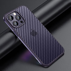 Silikon Hülle Handyhülle und Kunststoff Schutzhülle Hartschalen Tasche LD1 für Apple iPhone 13 Pro Max Violett