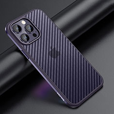 Silikon Hülle Handyhülle und Kunststoff Schutzhülle Hartschalen Tasche LD1 für Apple iPhone 14 Pro Violett