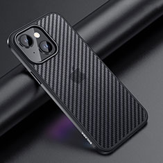 Silikon Hülle Handyhülle und Kunststoff Schutzhülle Hartschalen Tasche LD1 für Apple iPhone 14 Schwarz