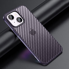 Silikon Hülle Handyhülle und Kunststoff Schutzhülle Hartschalen Tasche LD1 für Apple iPhone 14 Violett
