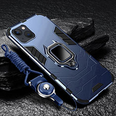 Silikon Hülle Handyhülle und Kunststoff Schutzhülle Hartschalen Tasche mit Magnetisch Fingerring Ständer für Apple iPhone 13 Mini Blau