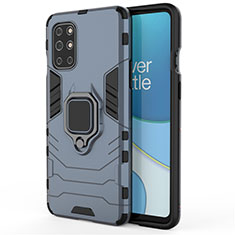 Silikon Hülle Handyhülle und Kunststoff Schutzhülle Hartschalen Tasche mit Magnetisch Fingerring Ständer für OnePlus 8T 5G Blau