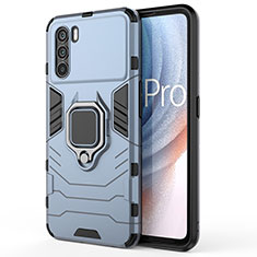 Silikon Hülle Handyhülle und Kunststoff Schutzhülle Hartschalen Tasche mit Magnetisch Fingerring Ständer für Oppo K9 Pro 5G Blau