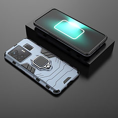Silikon Hülle Handyhülle und Kunststoff Schutzhülle Hartschalen Tasche mit Magnetisch Fingerring Ständer für Realme GT Neo6 5G Blau