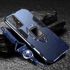 Silikon Hülle Handyhülle und Kunststoff Schutzhülle Hartschalen Tasche mit Magnetisch Fingerring Ständer für Samsung Galaxy A13 4G Blau