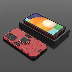 Silikon Hülle Handyhülle und Kunststoff Schutzhülle Hartschalen Tasche mit Magnetisch Fingerring Ständer für Samsung Galaxy A53 5G Rot
