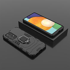 Silikon Hülle Handyhülle und Kunststoff Schutzhülle Hartschalen Tasche mit Magnetisch Fingerring Ständer für Samsung Galaxy A53 5G Schwarz