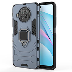 Silikon Hülle Handyhülle und Kunststoff Schutzhülle Hartschalen Tasche mit Magnetisch Fingerring Ständer für Xiaomi Mi 10i 5G Blau