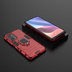 Silikon Hülle Handyhülle und Kunststoff Schutzhülle Hartschalen Tasche mit Magnetisch Fingerring Ständer für Xiaomi Mi 11i 5G Rot