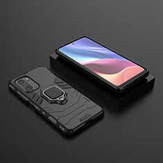 Silikon Hülle Handyhülle und Kunststoff Schutzhülle Hartschalen Tasche mit Magnetisch Fingerring Ständer für Xiaomi Mi 11i 5G Schwarz