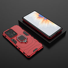 Silikon Hülle Handyhülle und Kunststoff Schutzhülle Hartschalen Tasche mit Magnetisch Fingerring Ständer für Xiaomi Mi Mix 4 5G Rot