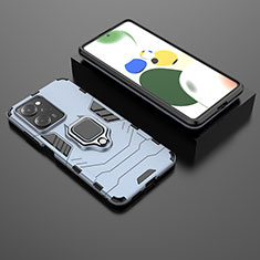 Silikon Hülle Handyhülle und Kunststoff Schutzhülle Hartschalen Tasche mit Magnetisch Fingerring Ständer für Xiaomi Redmi Note 12 Pro Speed 5G Blau