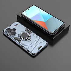 Silikon Hülle Handyhülle und Kunststoff Schutzhülle Hartschalen Tasche mit Magnetisch Fingerring Ständer für Xiaomi Redmi Note 13 Pro+ Plus 5G Blau