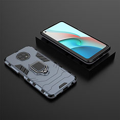 Silikon Hülle Handyhülle und Kunststoff Schutzhülle Hartschalen Tasche mit Magnetisch Fingerring Ständer für Xiaomi Redmi Note 9T 5G Blau