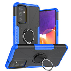 Silikon Hülle Handyhülle und Kunststoff Schutzhülle Hartschalen Tasche mit Magnetisch Fingerring Ständer J01X für Samsung Galaxy A05s Blau