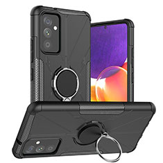 Silikon Hülle Handyhülle und Kunststoff Schutzhülle Hartschalen Tasche mit Magnetisch Fingerring Ständer J01X für Samsung Galaxy A34 5G Schwarz