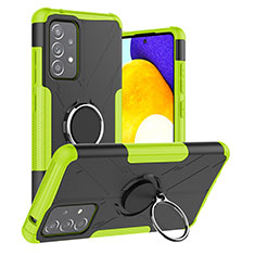 Silikon Hülle Handyhülle und Kunststoff Schutzhülle Hartschalen Tasche mit Magnetisch Fingerring Ständer J01X für Samsung Galaxy A52 4G Grün