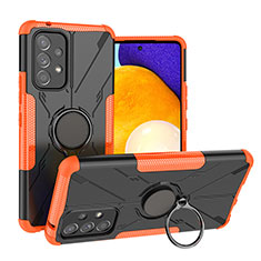 Silikon Hülle Handyhülle und Kunststoff Schutzhülle Hartschalen Tasche mit Magnetisch Fingerring Ständer J01X für Samsung Galaxy A53 5G Orange