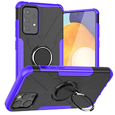 Silikon Hülle Handyhülle und Kunststoff Schutzhülle Hartschalen Tasche mit Magnetisch Fingerring Ständer J01X für Samsung Galaxy A72 4G Violett