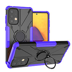 Silikon Hülle Handyhülle und Kunststoff Schutzhülle Hartschalen Tasche mit Magnetisch Fingerring Ständer J01X für Samsung Galaxy A73 5G Violett