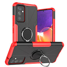 Silikon Hülle Handyhülle und Kunststoff Schutzhülle Hartschalen Tasche mit Magnetisch Fingerring Ständer J01X für Samsung Galaxy A82 5G Rot