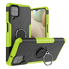 Silikon Hülle Handyhülle und Kunststoff Schutzhülle Hartschalen Tasche mit Magnetisch Fingerring Ständer J01X für Samsung Galaxy M12 Grün