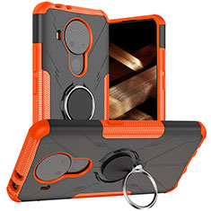 Silikon Hülle Handyhülle und Kunststoff Schutzhülle Hartschalen Tasche mit Magnetisch Fingerring Ständer JX1 für Nokia 5.4 Orange