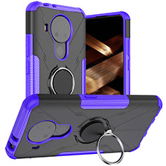 Silikon Hülle Handyhülle und Kunststoff Schutzhülle Hartschalen Tasche mit Magnetisch Fingerring Ständer JX1 für Nokia 5.4 Violett