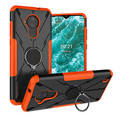 Silikon Hülle Handyhülle und Kunststoff Schutzhülle Hartschalen Tasche mit Magnetisch Fingerring Ständer JX1 für Nokia C30 Orange