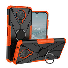 Silikon Hülle Handyhülle und Kunststoff Schutzhülle Hartschalen Tasche mit Magnetisch Fingerring Ständer JX1 für Nokia G20 Orange