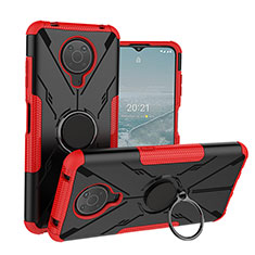 Silikon Hülle Handyhülle und Kunststoff Schutzhülle Hartschalen Tasche mit Magnetisch Fingerring Ständer JX1 für Nokia G30 Rot