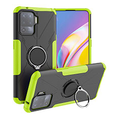 Silikon Hülle Handyhülle und Kunststoff Schutzhülle Hartschalen Tasche mit Magnetisch Fingerring Ständer JX1 für Oppo F19 Pro Grün