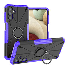 Silikon Hülle Handyhülle und Kunststoff Schutzhülle Hartschalen Tasche mit Magnetisch Fingerring Ständer JX1 für Samsung Galaxy A04s Violett