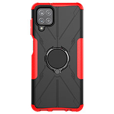 Silikon Hülle Handyhülle und Kunststoff Schutzhülle Hartschalen Tasche mit Magnetisch Fingerring Ständer JX1 für Samsung Galaxy A12 5G Rot
