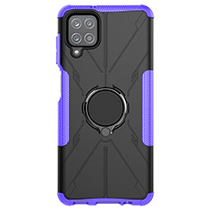 Silikon Hülle Handyhülle und Kunststoff Schutzhülle Hartschalen Tasche mit Magnetisch Fingerring Ständer JX1 für Samsung Galaxy A12 5G Violett