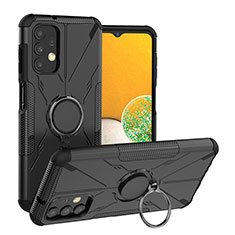 Silikon Hülle Handyhülle und Kunststoff Schutzhülle Hartschalen Tasche mit Magnetisch Fingerring Ständer JX1 für Samsung Galaxy A13 4G Schwarz