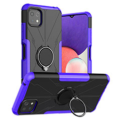 Silikon Hülle Handyhülle und Kunststoff Schutzhülle Hartschalen Tasche mit Magnetisch Fingerring Ständer JX1 für Samsung Galaxy A22 5G Violett