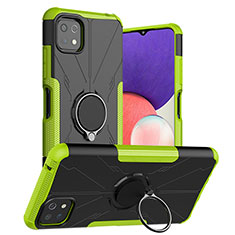 Silikon Hülle Handyhülle und Kunststoff Schutzhülle Hartschalen Tasche mit Magnetisch Fingerring Ständer JX1 für Samsung Galaxy A22s 5G Grün