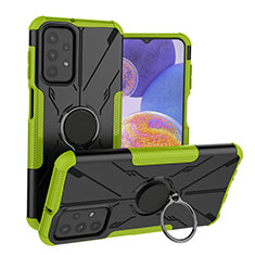 Silikon Hülle Handyhülle und Kunststoff Schutzhülle Hartschalen Tasche mit Magnetisch Fingerring Ständer JX1 für Samsung Galaxy A23 4G Grün