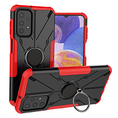 Silikon Hülle Handyhülle und Kunststoff Schutzhülle Hartschalen Tasche mit Magnetisch Fingerring Ständer JX1 für Samsung Galaxy A23 5G Rot
