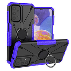 Silikon Hülle Handyhülle und Kunststoff Schutzhülle Hartschalen Tasche mit Magnetisch Fingerring Ständer JX1 für Samsung Galaxy A23 5G Violett
