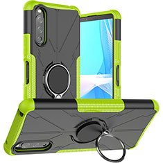 Silikon Hülle Handyhülle und Kunststoff Schutzhülle Hartschalen Tasche mit Magnetisch Fingerring Ständer JX1 für Sony Xperia 10 III SOG04 Grün