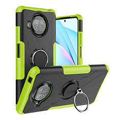 Silikon Hülle Handyhülle und Kunststoff Schutzhülle Hartschalen Tasche mit Magnetisch Fingerring Ständer JX1 für Xiaomi Mi 10i 5G Grün