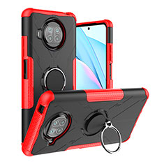 Silikon Hülle Handyhülle und Kunststoff Schutzhülle Hartschalen Tasche mit Magnetisch Fingerring Ständer JX1 für Xiaomi Mi 10i 5G Rot