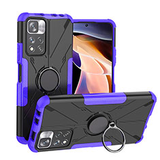 Silikon Hülle Handyhülle und Kunststoff Schutzhülle Hartschalen Tasche mit Magnetisch Fingerring Ständer JX1 für Xiaomi Mi 11i 5G (2022) Violett