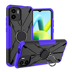 Silikon Hülle Handyhülle und Kunststoff Schutzhülle Hartschalen Tasche mit Magnetisch Fingerring Ständer JX1 für Xiaomi Poco C50 Violett
